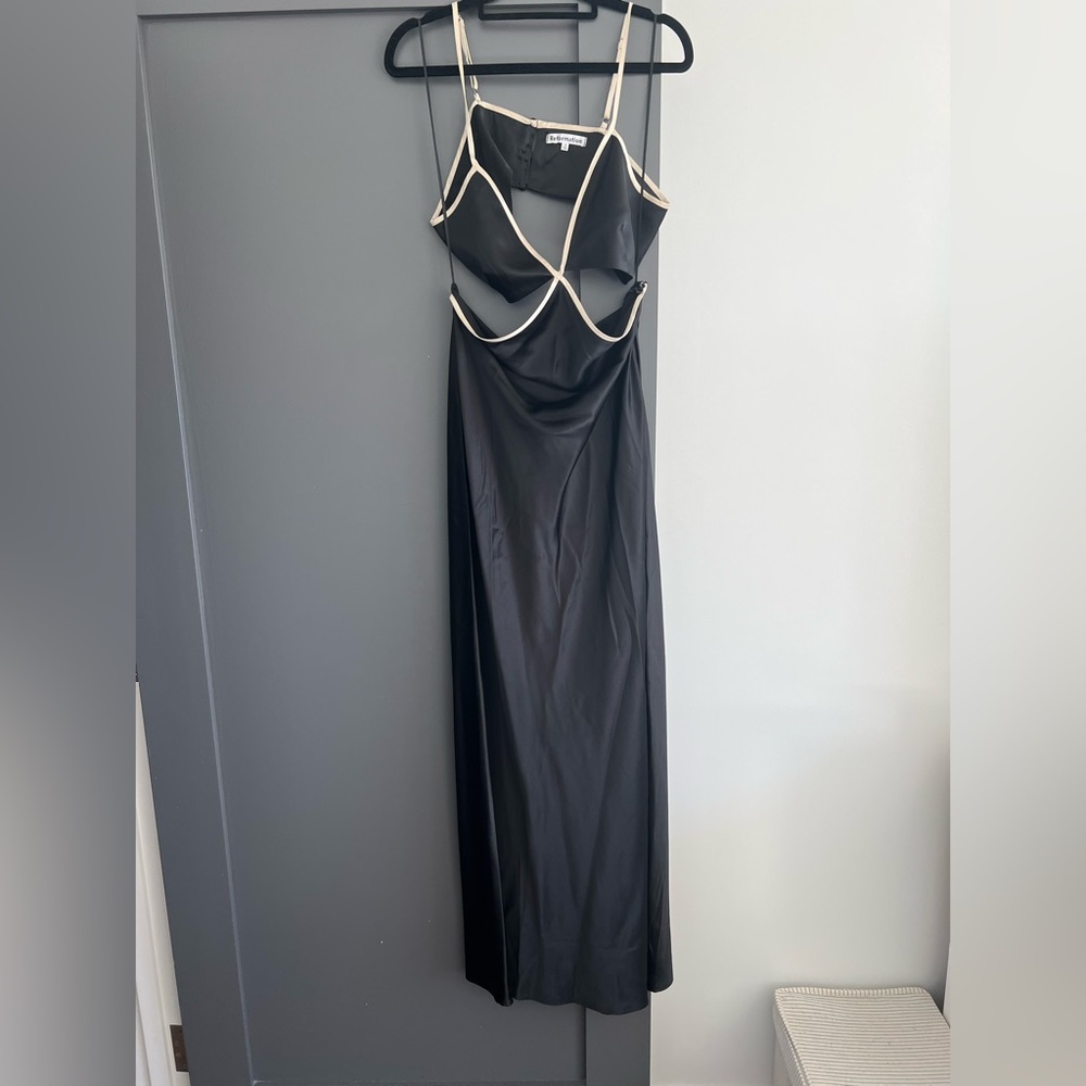 Reformation Black Dress with Cream Trim